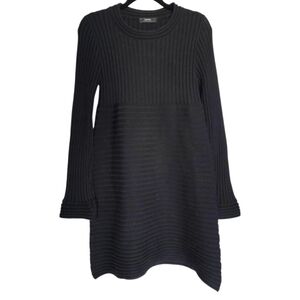 ALPHA Massimo Rebecchi IT44 Black Ribbed Knit Sweater Dress
